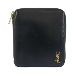 Yves Saint Laurent SAINT LAURENT PARIS YSL Tiny Black Leather Folding Wallet ...